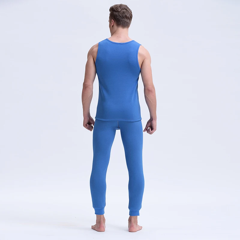 New Mens V-Neck Long Johns Set Warm Thick Plus Velvet Winter Thermal Underwear Men Autumn Tank Top Pants Not Sets