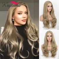kryssma synthetic wig blonde synthetic wigs natural wave wig for women full machine blonde wig heat resistant fiber hair cosplay