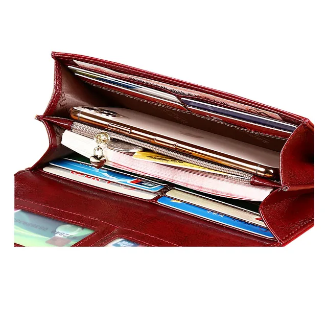 Fashion Female Wallet Long Anti Theft RFID Genuine Leather Wallet Women Clutch Bag Business Card Holder Purse Woman 4