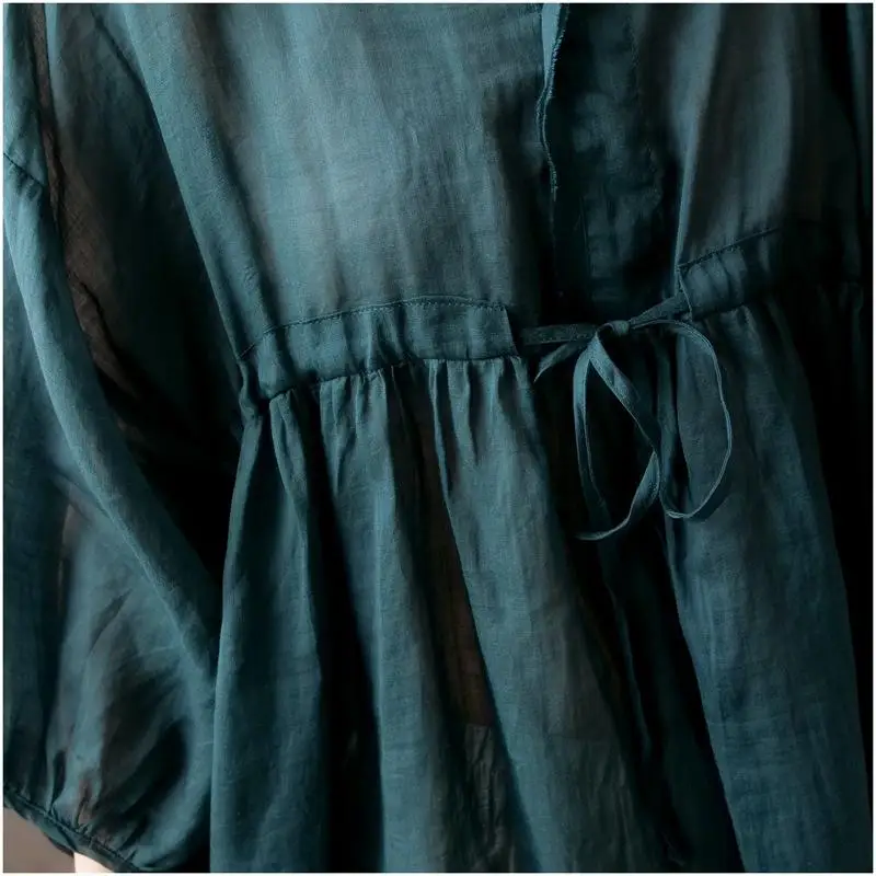 

6XL 2020 Summer Large Size Loose Purple Blouses Shirt Women Casual V-neck Tops Vintage Big Plus Size Half Sleeve Long Blouses