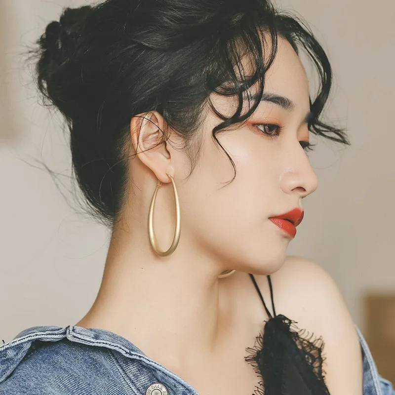 Модные овальные металлические массивные серьги FLASHBUY 2020 золотого цвета