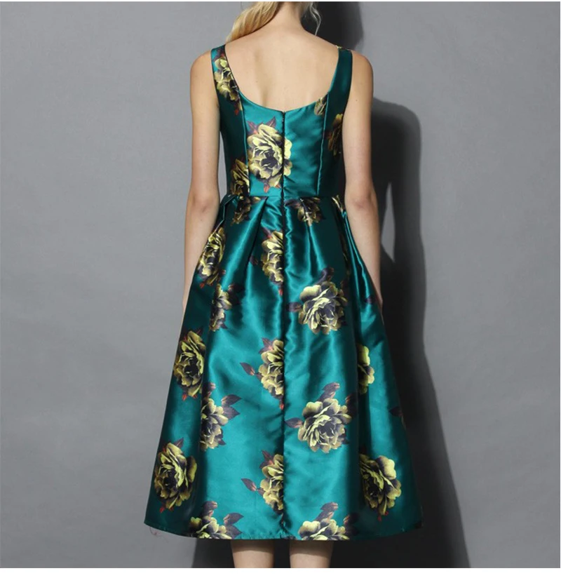 S. FLAVOR, без рукавов, с цветочным принтом, Vestidos De, женское, винтажное, тонкое, с круглым вырезом, элегантное, вечерние, Vestidos, высокое качество