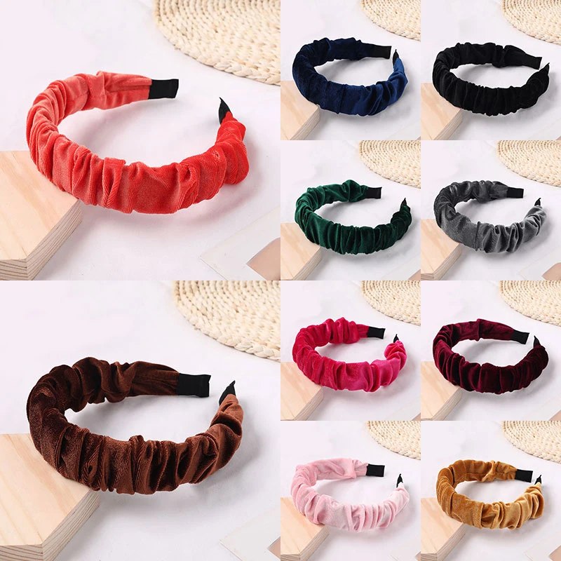 

Velvet Hairbands Headband Winter Plated Turban Headband Women Width Hair Bezel Hairband Hair Accessories Pink gumki do wlosow