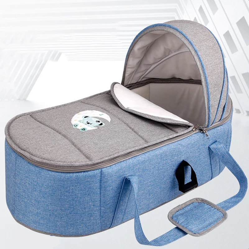 

Baby Nest Bed with Bibs Portable Crib Baby Carrier Travel Bed Infant Toddler Cotton Cradle for Newborn Baby Bed Bassinet Bumper