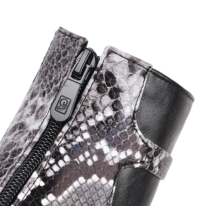 Ботинки ефер Анаконда на платформе под змеиную кожу питона ботинки молнии с