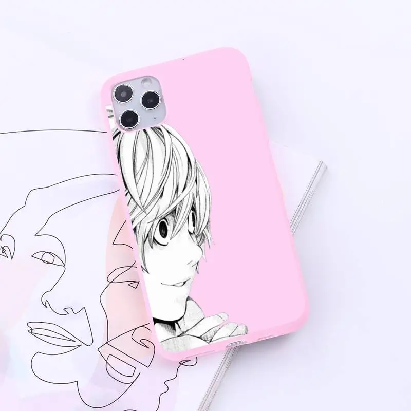 

Death Note anime cartoon Phone Case Candy Color for iPhone 6 7 8 11 12 s mini pro X XS XR MAX Plus