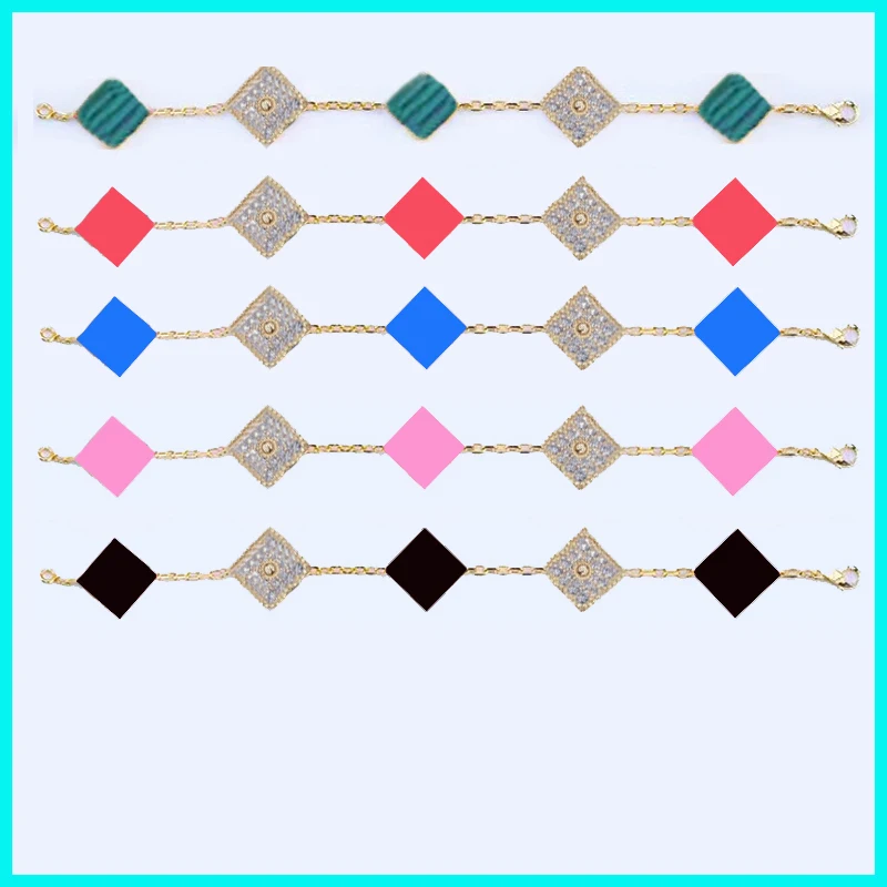 

silver 925 jewelry four-leaf clover five-flower Zircon bracelet for women simple fashion luxury charms date wear holiday gift