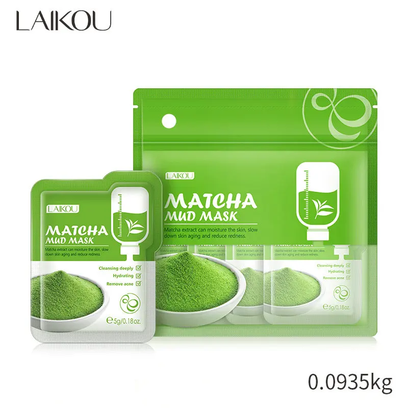 

5G*12 Pieces LAIKOU Longjing Mash Green Mask Refreshing Moisturizing Make Up Water Slow Down Skin Aging Reduce Redness