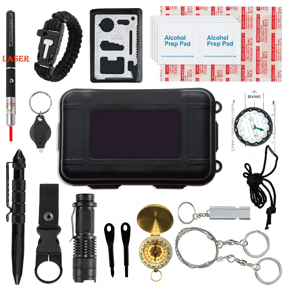 

Охотничий набор для выживания, первой помощи, экстренное снаряжение для выживания для повседневного использования, кемпинг, пеший туризм с ...