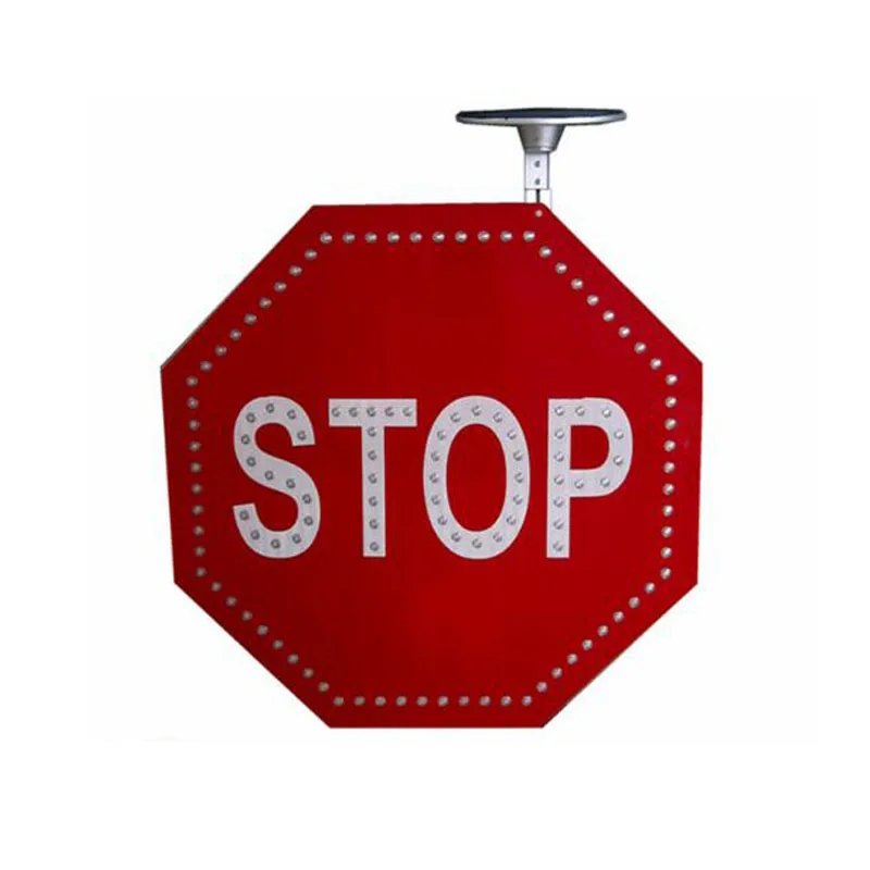 Восьмиугольный Алюминиевый Солнечный дорожный знак с мигасветодиодный