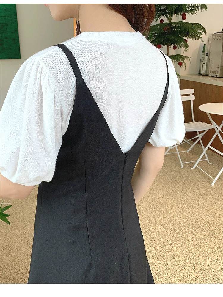 

2020 New French Temperament Dress Female Suspenders V-neck Sexy Dress High Waist Sleeveless A-line Summer Dress