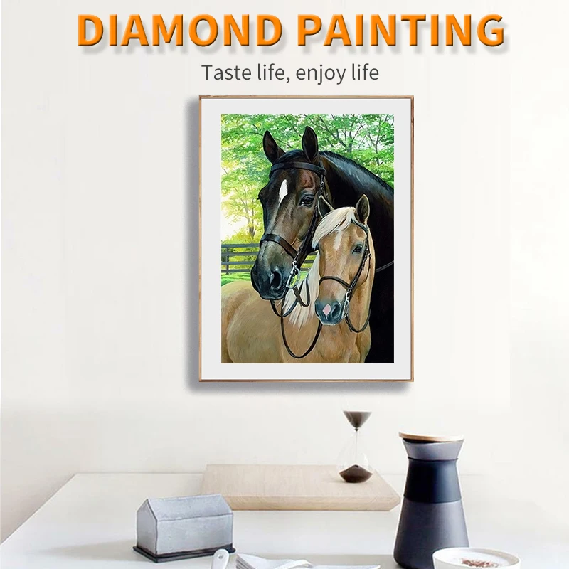 

Набор для алмазной живописи 5D «сделай сам», мозаика с полным заполнением, с изображением лошадей, стразы, домашний декор, подарок ручной раб...