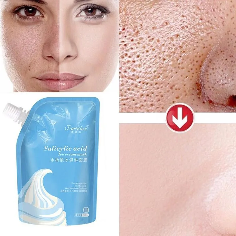 

300ml Salicylic Acid Ice Cream Mask Deep Skin Cleaning Pore For Women Whitening Face Blackhead Mask Shrink Moisturizing Rem L0U7