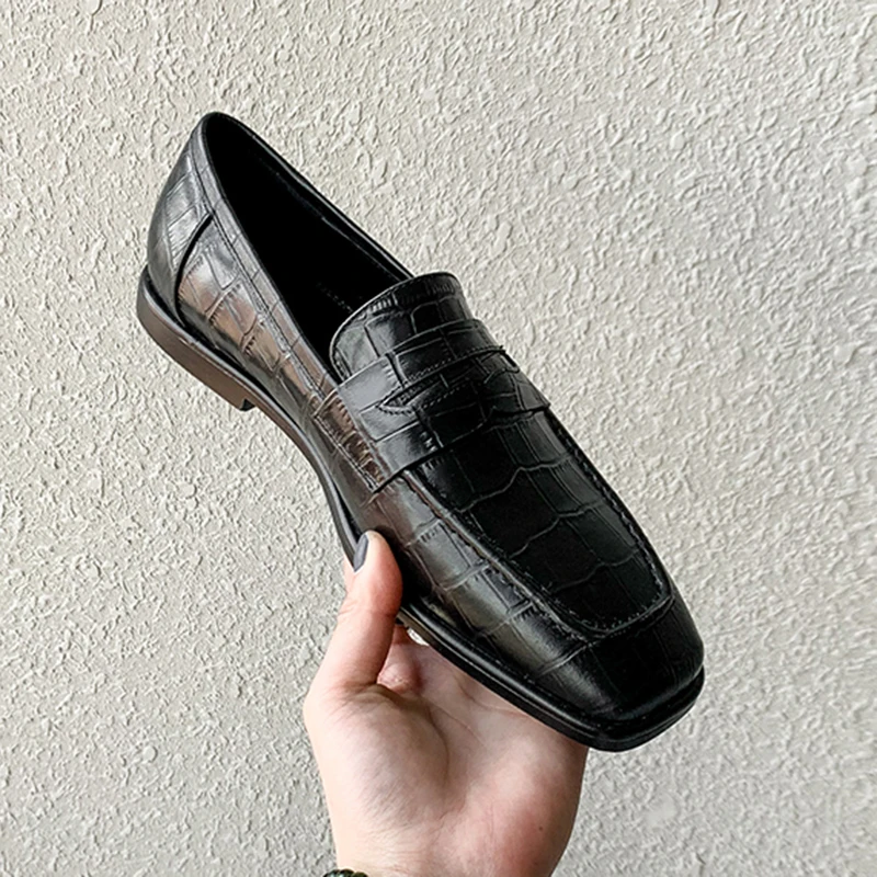 

Женские туфли-лодочки из натуральной кожи; 22-25 см Длина Lok Fu; Кожаная обувь; Ботинки в британском стиле обувь с тиснением кожаная обувь