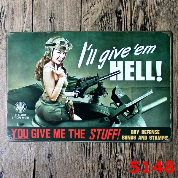 

Металлическая табличка для украшения стен, 20x30 см, в стиле ретро, железный ад, армия США, пикантная дама, Винтаж, жестяное украшение картина «...