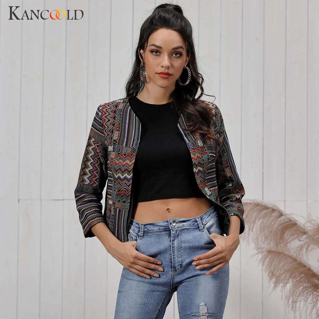 KANCOOLD пальто, женские куртки с вышивкой и v-образным вырезом в три четверти, винтажные модные новые пальто и куртки для женщин 2019AUG29