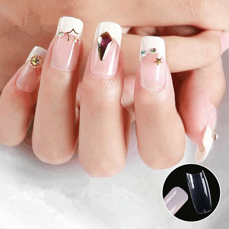 100 шт. натуральный Цвет французский накладные ногти прозрачные искусственные