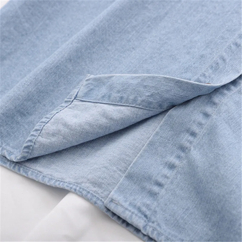 

Sweet Denim Blouse Women Peter pan Collar Flare Sleeve Blue Blouse 2020 Casual Tops Ladies Shirt Streetwear