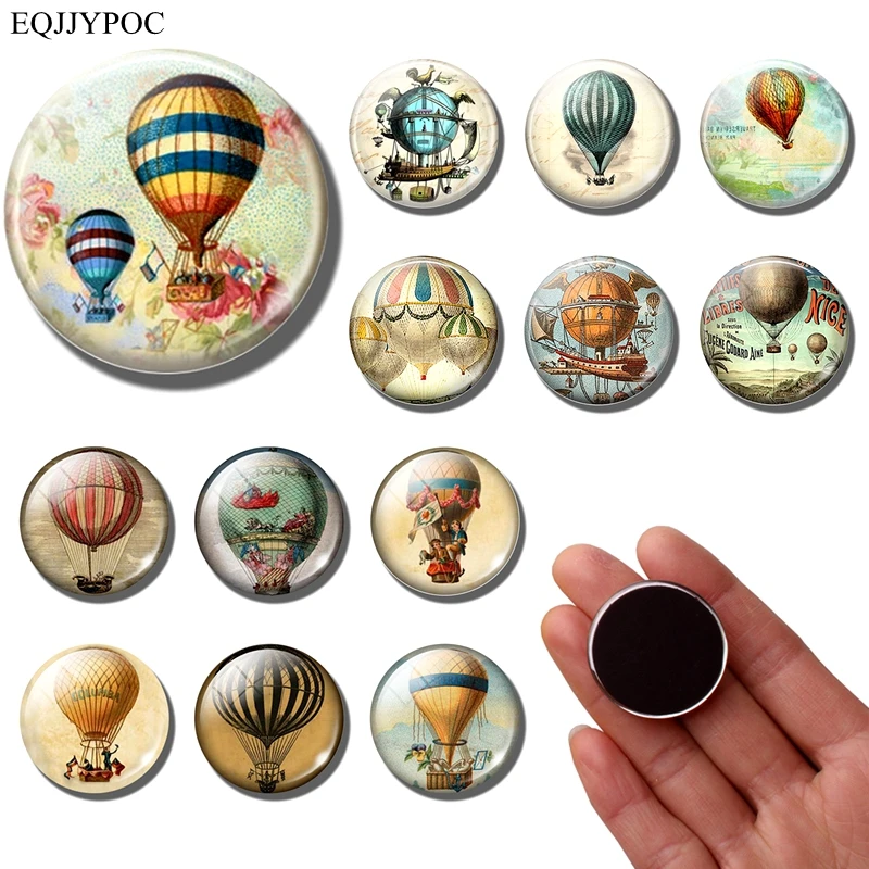 

Cartoon Hot Air Balloon Fridge Magnet Retro 30MM Refrigerator Magnets Stickers Vintage Travel Souvenir Message Board Home Decor