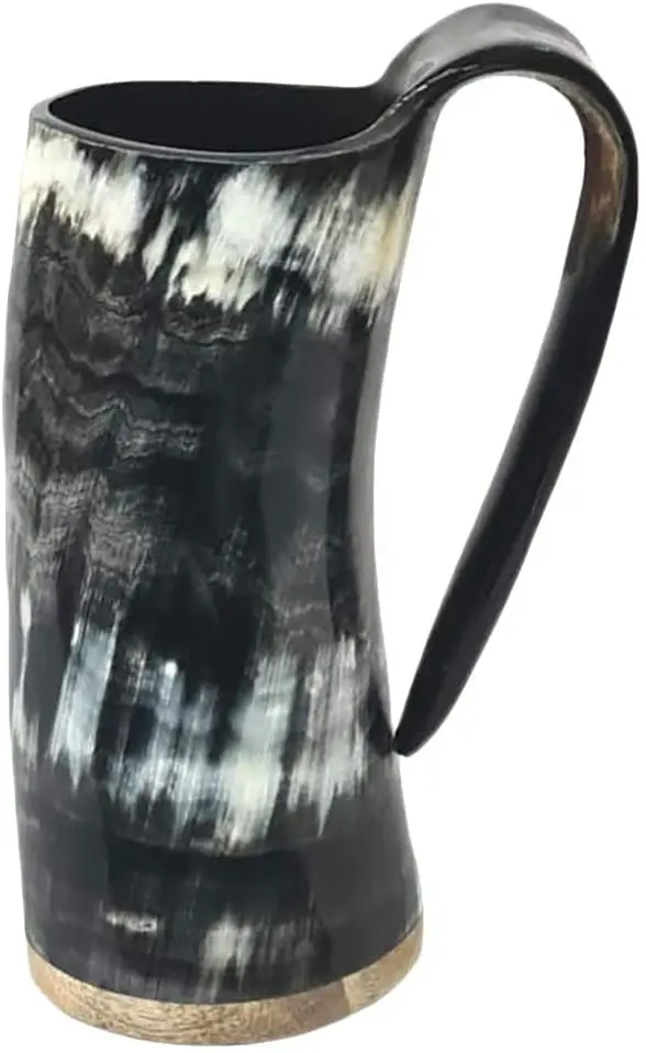 

Original Handcrafted Authentic Viking Drinking Horn Tankard for Beer Mead Ale - Genuine Medieval Inspired Stein Mug