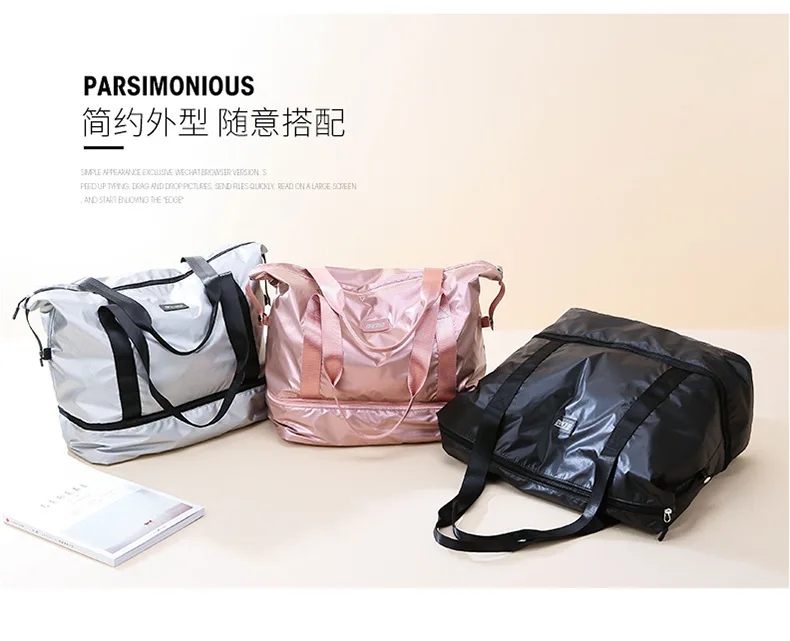 

Travel Duffle Bags PINK Gym Bag Dry Wet Separation Yoga Bag Multifunction Handbags Big Capacity Shoulder Overnight Bag