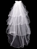 wedding veil white waterfall tulle bows 4 tiered bridal veil