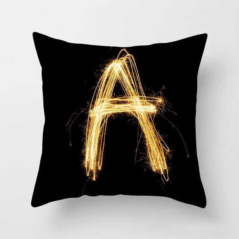 

Black Gold Spark Letters Pillowcase Hug Nordic Simple Decorative Cushion Cover Polyester Home Sofa Throw Pillow Case 45x45cm P31