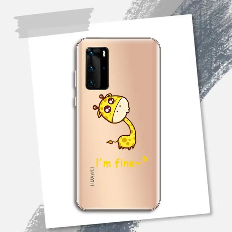 

Cute Cartoon Giraffe Phone Case Transparent for Huawei P honor 8 10i 20 30 40 smart 2019
