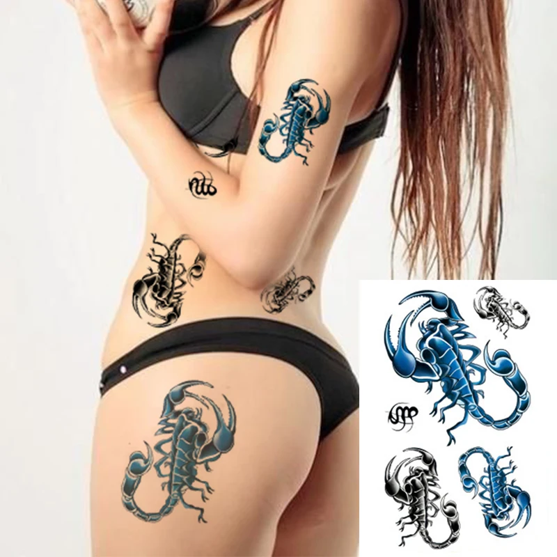 Водостойкая Временная тату-наклейка в стиле аниме на руку плечо грудь Скорпион