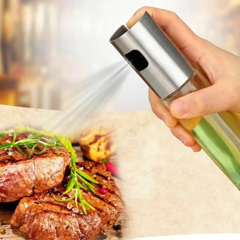 

Push-on Glass Oil Bottle Barbecue Spray Oil Plastic Fuel Injection Bottle BBQ Baking Vinegar Spray Tools Spray Oil Can Kitchen