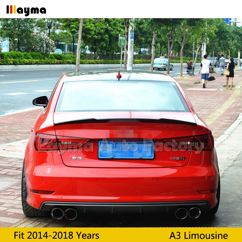 V Стиль углеродного волокна задний спойлер на багажник для Audi A3 8 лимузин Sline S3 2014