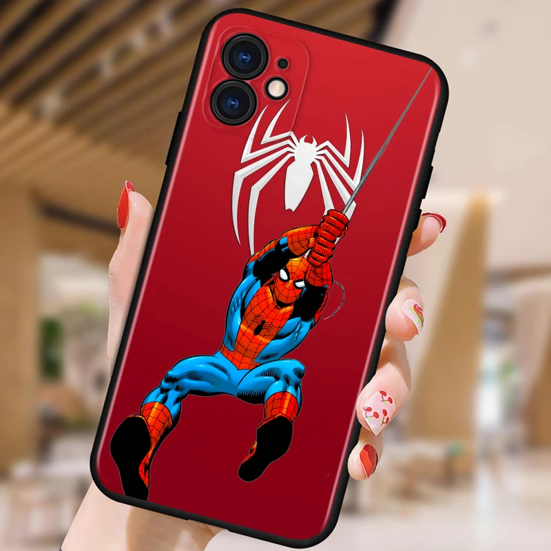 

Marvel comic hero Spider-Man for iphone 5 5S 6 7 8 X XR XS 11 12 SE MAX Plus Pro mini 2020 TPU Black Phone Case