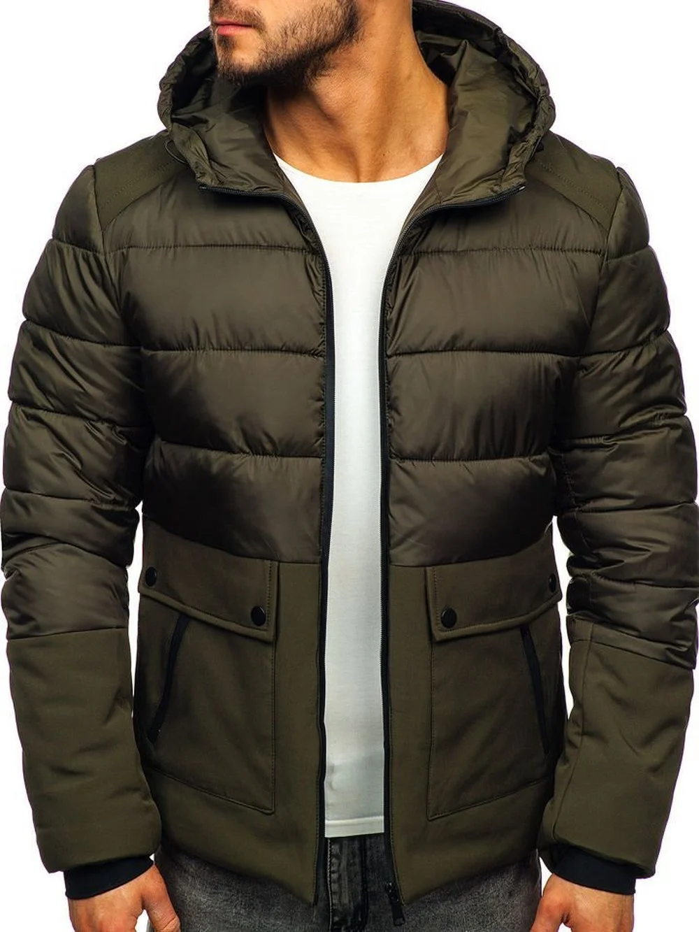 

ZOGAA Fashionable Men's Hooded Zipper Warm Cotton Jacket