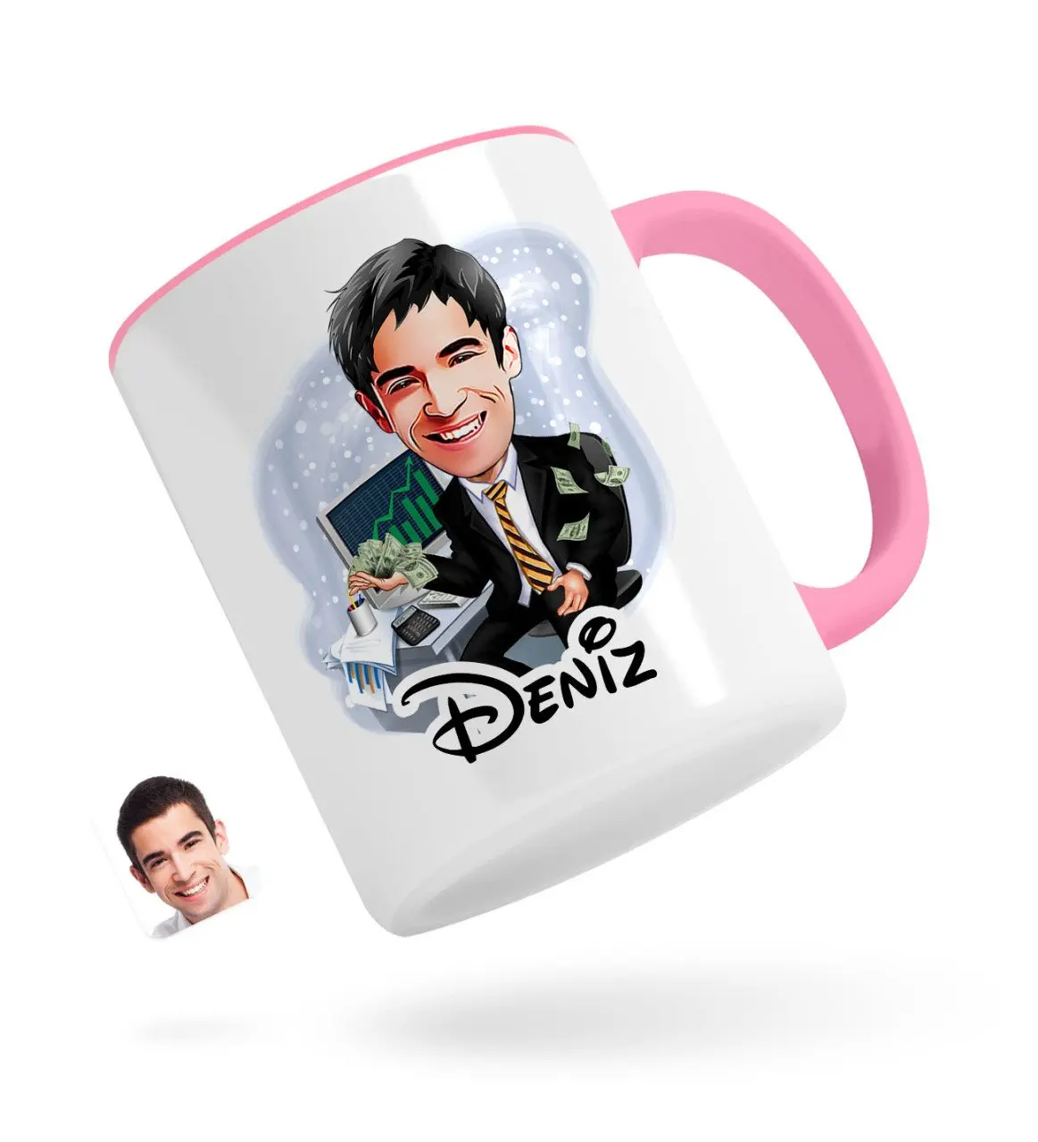 

Персонализированные Для мужчин банкира карикатура розовый кружка Bardak-3