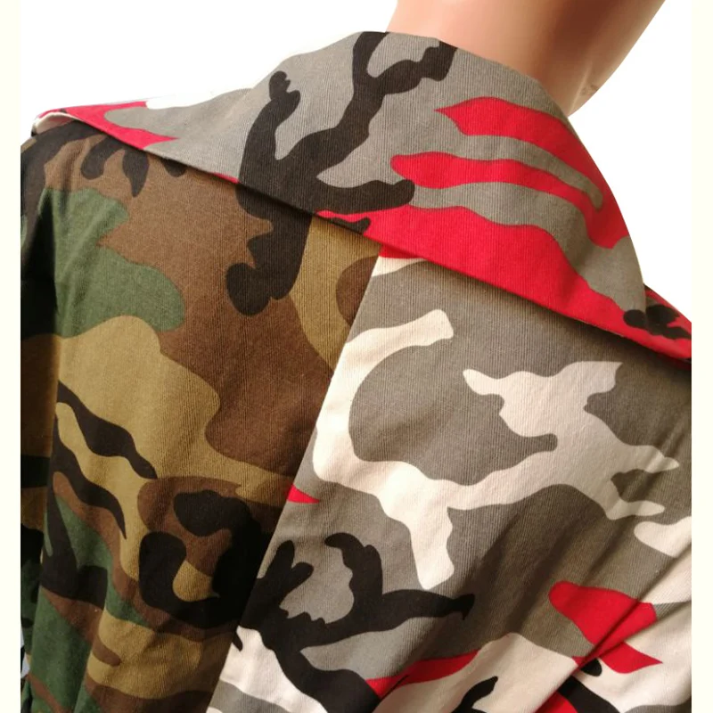 Военный Повседневный Камуфляжный тренч для женщин одежда размера плюс осень 2019
