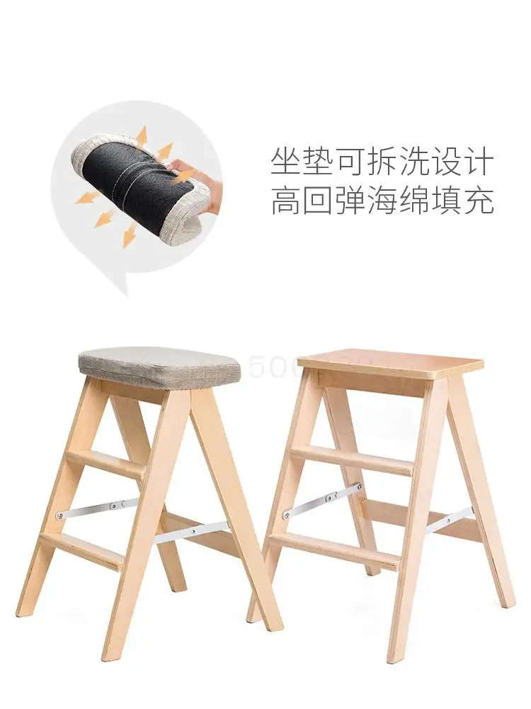 Складной стул из массива дерева простой креативный складной кухонный лестница