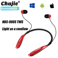 hbs900s tws bluetooth earphones wireless headset waterproof neck style headphones stereo sports earbuds for xiaomi huawei iphone