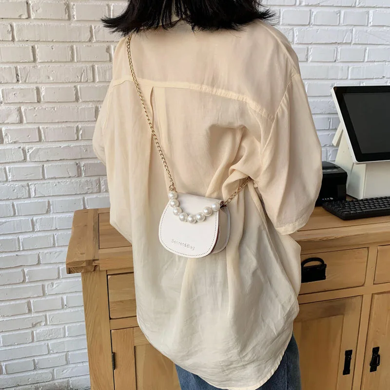 

Handle Bag Women Pearl Handle Handbag PU Leather Shoulder Totes Vintage Top Female Small Mini Bags Clutch Purses Crossbody