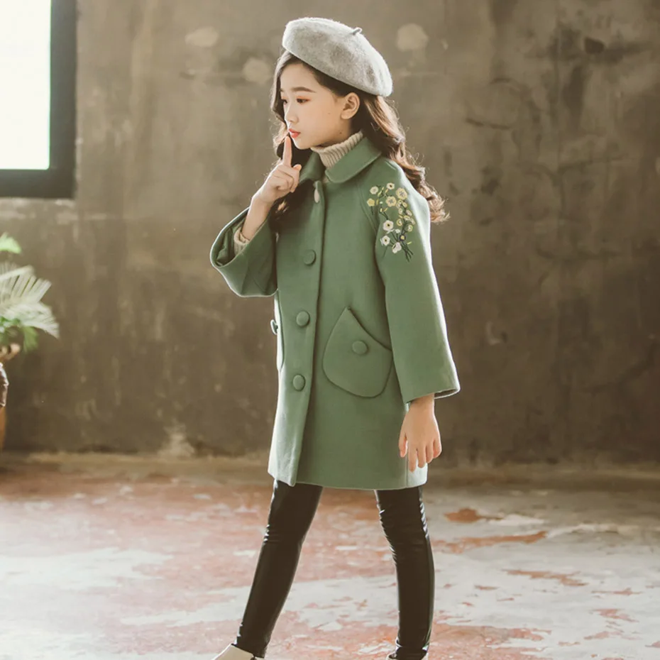 Куртка для девочек с цветочным узором длинная куртка плотная теплая детей зимняя