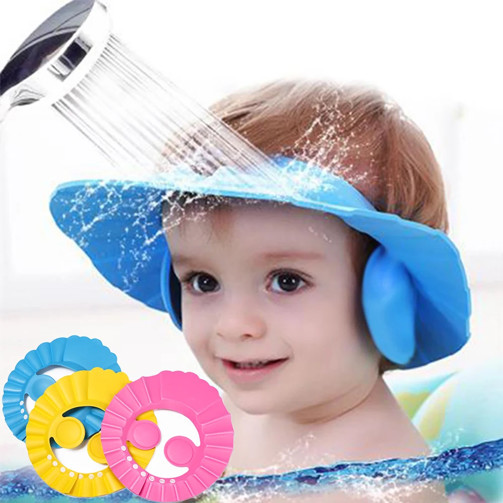 

Регулируемые шапочки для душа для детей, детская Водонепроницаемая шапка для шампуня, для мальчиков и девочек, для мытья волос, для ванной, д...