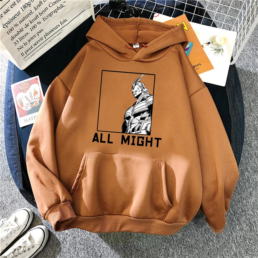 

2021 My Hero Academia All Might Printing Men Hooded Loose Vintage Clothing Coldproof Fashion Male Sweatshirt Large Size Hoodie