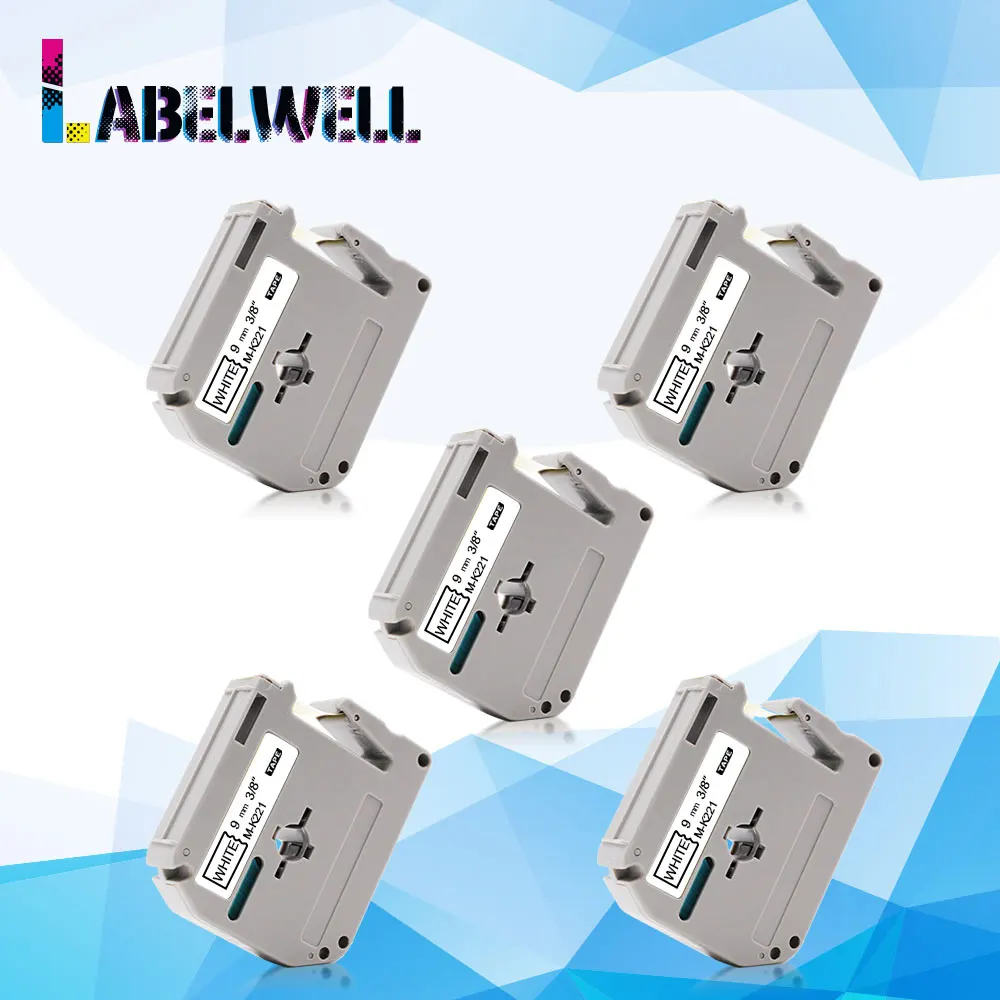 Ярлык Labelwell 5pk 9 мм * 8 м ярлык ленты для принтера MK221 mk 221 m k221 сменная лента черного