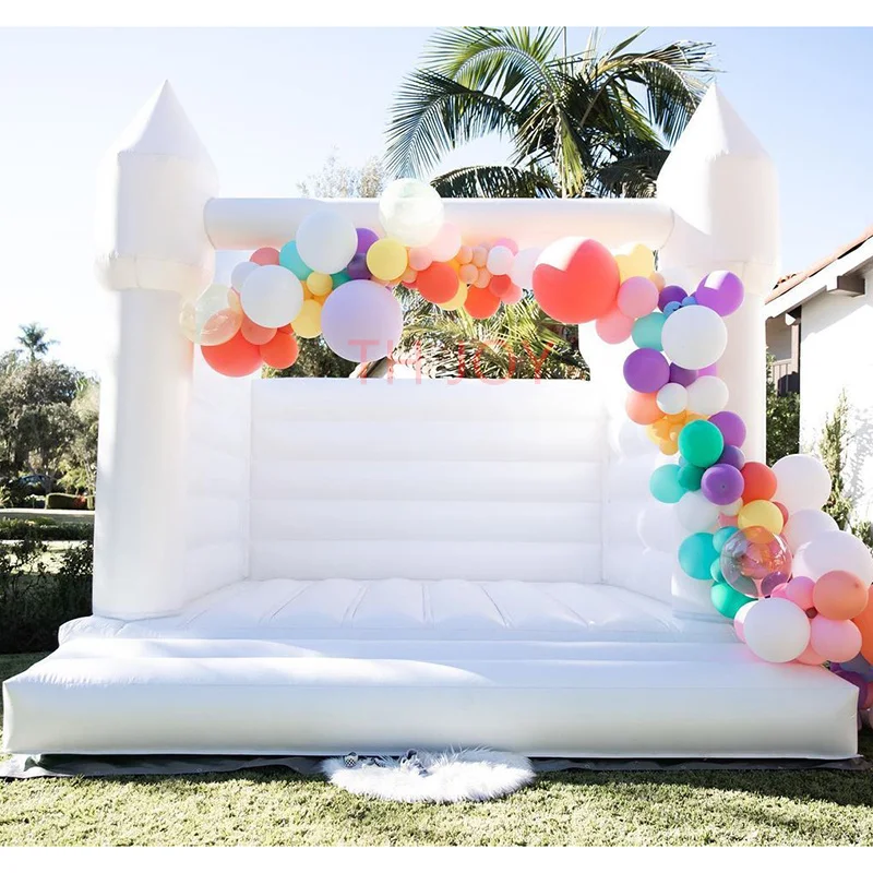 

free air ship to door, 13x13ft 4x4m Commercial adults kids inflatable white wedding bouncy castle moonwalk bounce house for sale