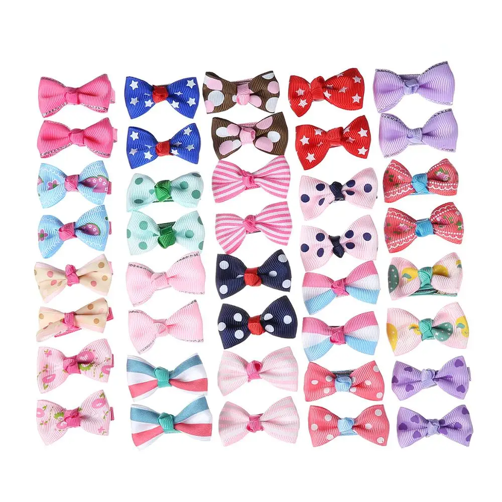 

20PCS Handmade Colorful Solid Ribbon Grosgrain Hair Bow With Clips For Kids Girls Hair Accessories