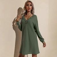 autumn winter womens dresses solid color knitted ladies dress sexy v neck long sleeved slim dress casual fashion pencil dress