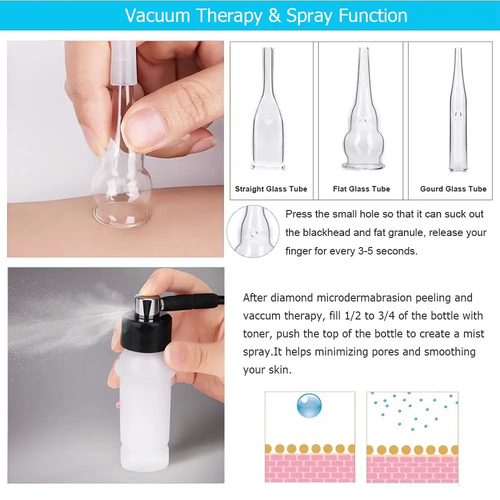 3 в 1 Алмазная Микродермабразия дермабразия машина спрей вакуумная терапия