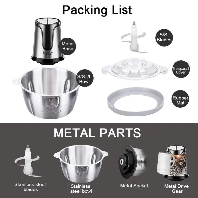 

2021 new high quality 2L capacity stainless steel electric chopper meat grinder meat grinder food slicing machine