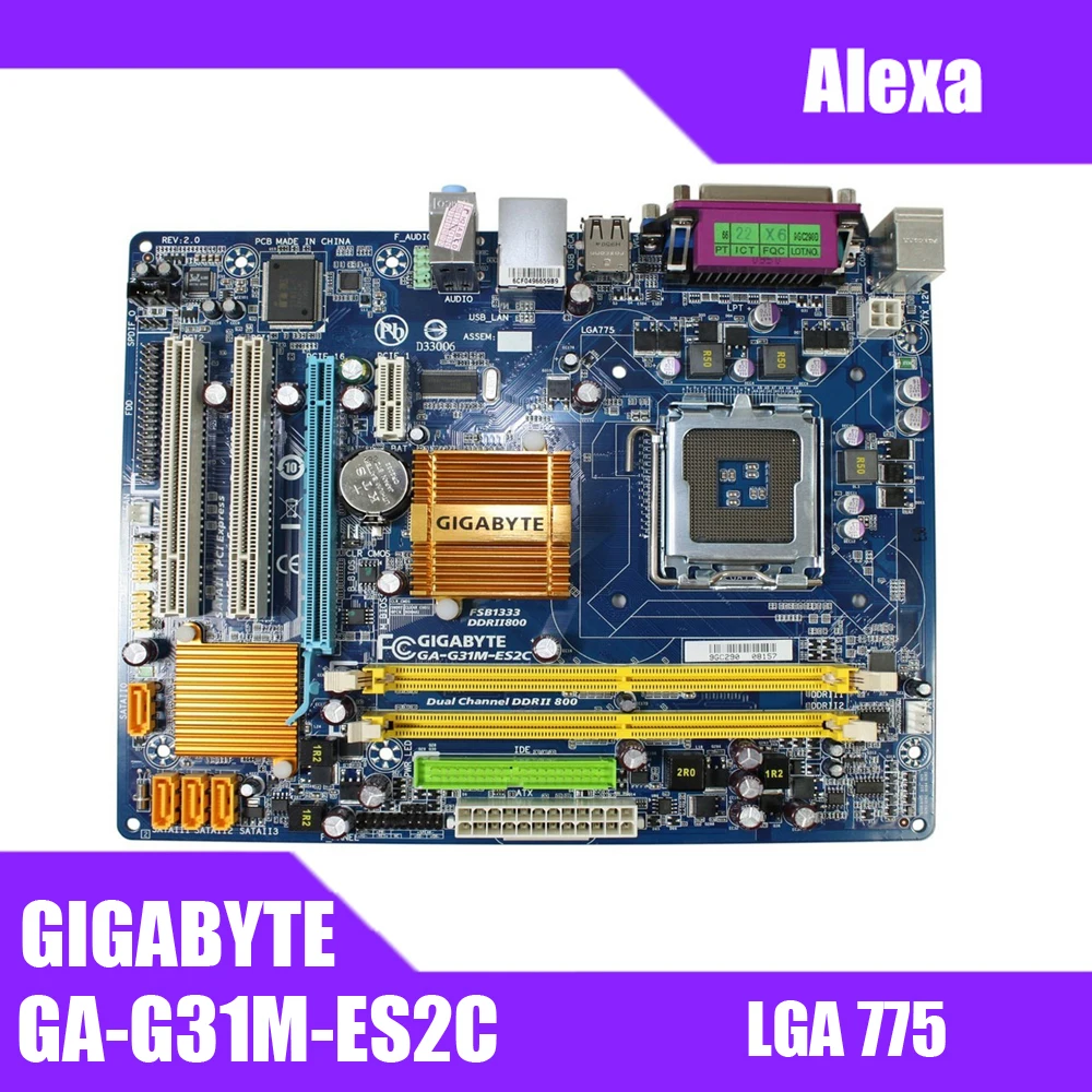 GIGABYTE GA-G31M-ES2C настольная материнская плата G31 розетка LGA 775 для Core 2 DDR2 4G Micro ATX