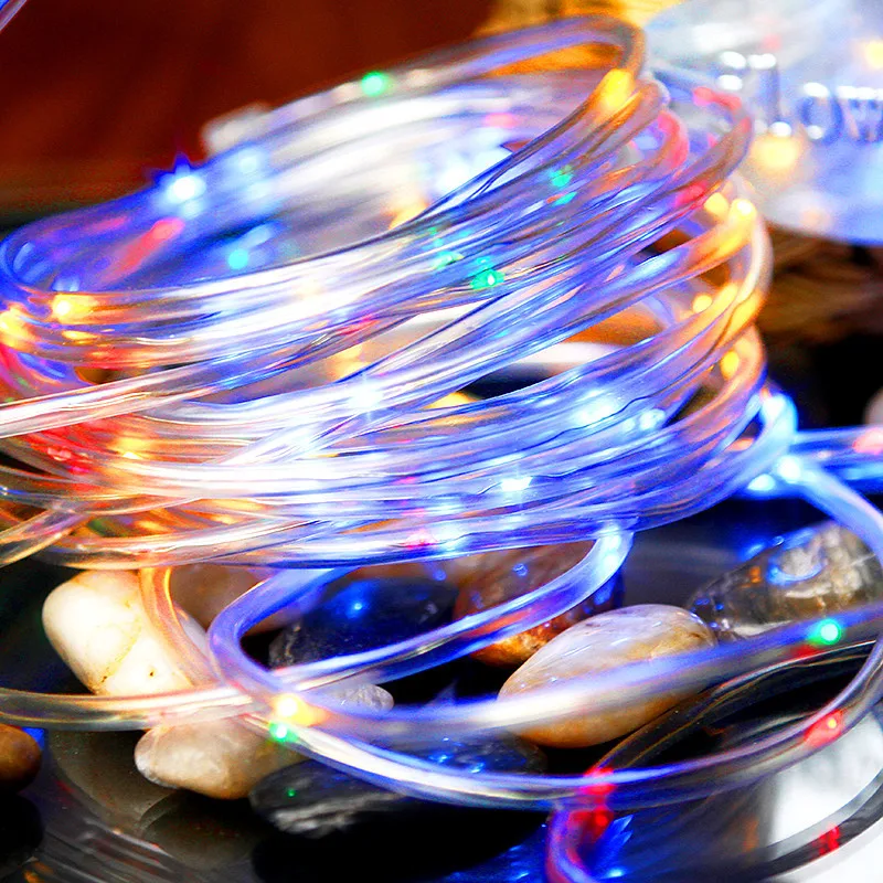 RGB Strip Light Светодиодный светильник на веревочной веревке, уличный Сказочный светильник, безопасное напряжение, Светодиодная лента, украшение для рождественских садовых деревьев, уличные, вечерние - Испускаемый цвет: RGB Strip Light