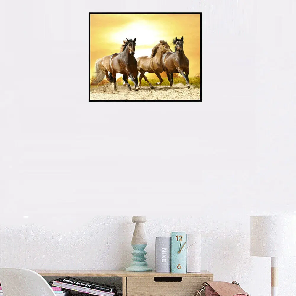 

Diamond for Adults, Full Drill Diamond Art 5D Diamond Painting Kit for Home Wall Decor Gift, A Group of Running Horses